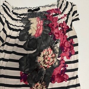 The Limited Ruffled Gray and Pink Top